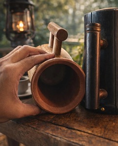 Eco-Friendly Polished Wooden Viking <b>Mug</b> with Hand Carved Engraving and Animal Design-Valentine's Day & Halloween Gift - Product Image 5