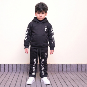 Conjuntos de Ropa Deportiva con Capucha para Niños, Felpa, Lavado Ácido, Alta Calidad, Invierno, Cálido, 100% Algodón, 6-15 Años - Product Image 2