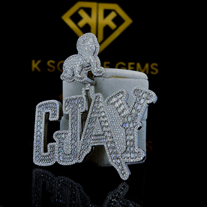 Pendentif Hulk plaqué or 18 carats avec Moissanite VVS pavée, Bijoux Hip Hop, Breloques pendantes effet glacé, Certifié IGI, Unisexe, Luxe - Product Image 1