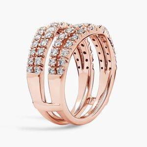 Anillo de Moda Ondulado de Oro Blanco de 14K con Diamantes Cultivados en Laboratorio en Varias Filas - Product Image 3
