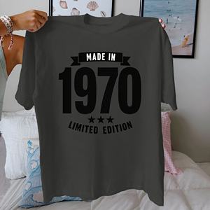 Camiseta de Mujer de Algodón Puro Edición Limitada 1970, Corte Regular, Estilo Casual, Estampado, 100% Algodón de Punto, Cuello Redondo, Manga Corta - Product Image 3