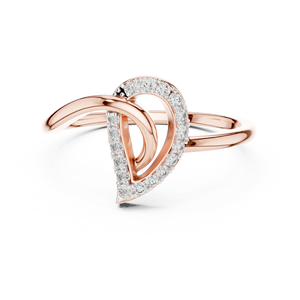 Bague classique à pétale unique en diamant de laboratoire taillé, en or rose massif 18 carats plaqué rhodium, pour fiançailles, Saint-Valentin, usage quotidien pour femme - Product Image 1