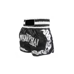 Muay Thai Shorts Unisex Red <b>Black</b> Sublimation Print Quick Dry Stretch Regular Fit Boxing Martial Arts Wear Adult Size Custom - Product Image 3