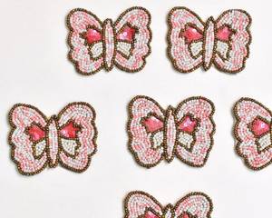 Cute Beaded Butterfly Bar <b>Accessories</b> Set Of 5 Pink White Decorative Fabric <b>Drinkware</b> <b>Accessories</b> - Product Image 1