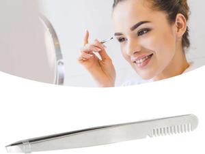 Pinzas Profesionales para Cejas UBI 2 en 1 de Acero Inoxidable Hechas a Mano con Punta Inclinada y Peine Integrado para un Modelado Preciso - Product Image 3