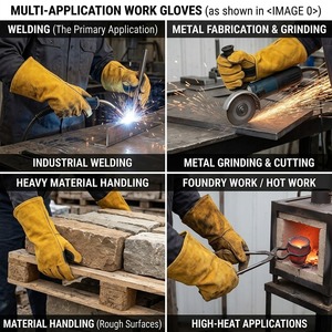 Gants de soudage de sécurité robustes certifiés CE, anti-vibration, imperméables, en cuir de vachette pleine fleur renforcé 11 oz, résistants à la chaleur et à l'abrasion - Product Image 5