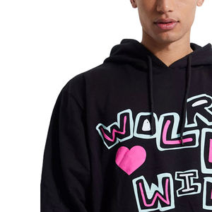 Sweat à capuche imprimé en relief de haute qualité, personnalisé, coupe oversize, en mélange de coton, pour l'hiver, avec poche kangourou, imprimé sérigraphié - Product Image 4