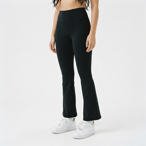 Custom Logo Fitness Activewear Ribbed Knit Yoga <b>Flared</b> <b>Leggings</b> Soft Gym Sports Pants - Product Image 4
