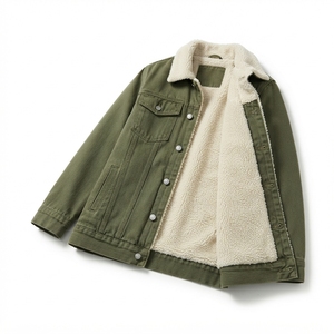 Chaqueta de Mezclilla para Hombre con Forro Polar, Cuello Sherpa, Gruesa, para Invierno, Corte Regular, Estilo Urbano, Venta al por Mayor, Fabricante OEM - Product Image 4