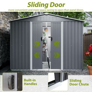 Caseta de Almacenamiento Metálica para Exteriores de 8x6 Pies, Resistente a la Intemperie, con Puertas con Cerradura para Guardar Herramientas en el Jardín, Patio o Trasera - Product Image 4