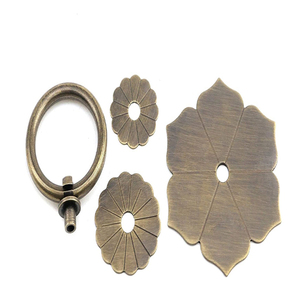 Bitray Drop Ring Knobs <b>Antique</b> Bronze Tone Ring Pulls Flower Shape Dresser Drawer Cabinet Pulls Metal Knobs - Product Image 3