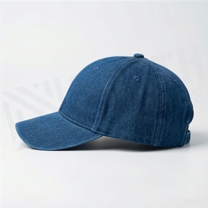 Casquette de baseball en jean bleu, 6 panneaux, ajustée, unisexe, décontractée, couleur unie, en coton, pour toutes les saisons - Product Image 3