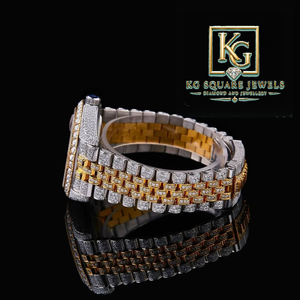 Montre de luxe en diamant, montre-bracelet mécanique bicolore, cadran rouge, style bracelet, cadeau - Product Image 2
