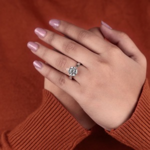 Bague de fiançailles solitaire en diamant de laboratoire rond certifié IGI 3 carats en or blanc 14K, bague de mariage classique à six griffes, vente en gros - Product Image 4