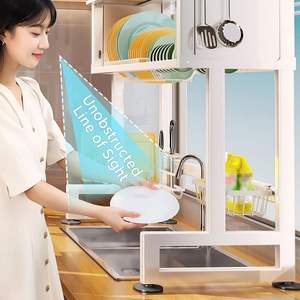 Escurridor de Platos Sobre el Fregadero con Almacenamiento Expandible y Escurridor de Cubiertos, Accesorio de Cocina Práctico - Product Image 5