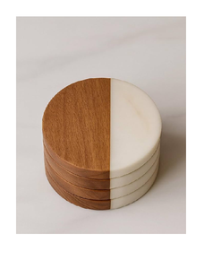 Reusable Handmade Wood and <b>Marble</b> Coaster Modern Rectangle Wood and <b>Marble</b> Coaster Set Non-Slip Mats for <b>Table</b> Decoration - Product Image 3
