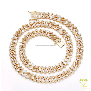 Chaîne cubaine en argent sterling 925 de qualité supérieure avec diamants Moissanite, collier serti de pierres pour bijoux hip-hop de luxe, vente en gros - Product Image 5