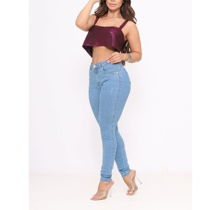 Nuevos Jeans de Moda para Mujer, Talla Grande, Cintura Alta, Azules, Tela Elástica, Ajuste Ceñido Personalizado, Bolsillos con Cremallera, Ecológicos - Product Image 5