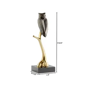 Sculpture d'oiseau en aluminium plaqué or faite à la main, style vintage, décoration d'appoint de table, art moderne, décoration de maison polie, cadeau de mariage - Product Image 5