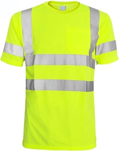 Camiseta de Seguridad Reflectante de Alta Visibilidad, Manga Corta, Ropa de Trabajo, Poliéster, con Bolsillo, Uniforme para Construcción y Tráfico - Product Image 1