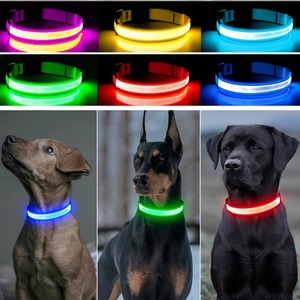 Collar LED para perro, ajustable, luminoso, recargable por USB, con luz intermitente de seguridad para visibilidad nocturna, varios colores, antipérdida. - Product Image 1