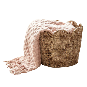 Paniers à linge artisanaux en jonc de mer naturel, paniers en jonc de mer tissés à la main pour le rangement domestique, prix bas, vente en gros depuis le Vietnam - Product Image 2