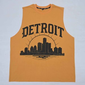 Fantastic New Style Men's Yellow Sleeveless Tank Top Detroit City Skyline Print O-Neck Casual Style - Product Image 5
