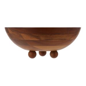 Bol de service moderne en bois de manguier sur pied, élégant, fait main et idéal pour servir des salades, des fruits ou pour décorer la salle à manger - Product Image 1