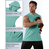 Débardeur de sport à capuche en pur coton pour hommes, sans manches, pour la gym, la musculation, vêtements de sport OEM