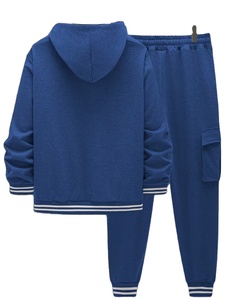 New Men's Casual Sporty Hooded Baseball Jacket Cardigan Long-Sleeve Work Pocket Long Pants Set Bangladesh 100% Cotton Fleece - Product Image 4