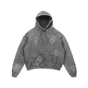 Sudadera con capucha para hombre, 100% algodón, lavado personalizado, nueva llegada, holgada, con capucha, patrón liso, efecto desgastado, estilo urbano, invierno, alta calidad - Product Image 1