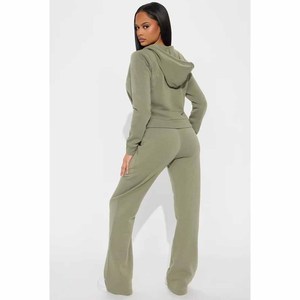 Green Winter Printed Hoodie & Jogger <b>Set</b> Drawstring Waist Ribbed Cuffs Fleece Fabric Relaxed Streetwear Style Everyday Comfort - Product Image 2