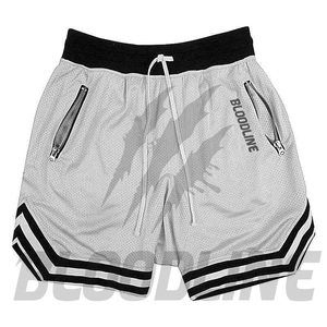 Shorts de sport décontractés pour hommes BLOODLINE, blancs, à cordon de serrage, avec poches zippées, imprimé par sublimation motif griffe, taille mi-haute - Product Image 5