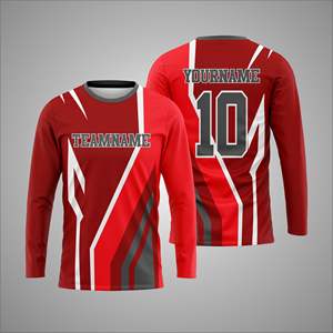 เสื้อกีฬาแขนยาวแบบซับลิเมชั่นสั่งทำพิเศษ – เสื้อยืดฝึกซ้อมกีฬาพิมพ์หมายเลขชื่อทีมแบบส่วนตัว - Product Image 1