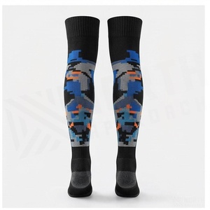 Knee High <b>Socks</b> Camouflage Pattern Blue Black Breathable Cycling <b>Socks</b> for Adults Spring Season - Product Image 2