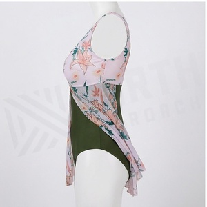 North Approach Tankini imprimé floral avec jupe pour femme, haut court, coupe régulière, tissu extensible - Product Image 3