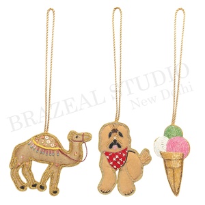 Adornos para árbol de Navidad bordados de satén de terciopelo respetuosos con el medio ambiente hechos a mano, adorno personalizado al por mayor con mar de camello - Product Image 6