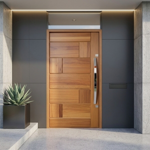Nuestra Puerta Moderna de Madera Sólida con Diseño Geométrico Elegante de Swastika, Panel de Madera para Entrada, Decoración Artística para el Hogar - Product Image 5
