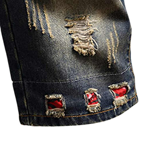 Pantalones Cortos de Mezclilla Rotos para Hombre, Cintura Media, Estilo Casual, 100% Algodón Tejido, Transpirable, Decoración Desgarrada - Product Image 3