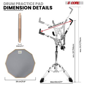 12 \ "ajustable Snare Drumming Stand doble cara silencioso Drummer Kit Drum Practice Pad Set-DPAD accesorios para instrumentos musicales - Product Image 4