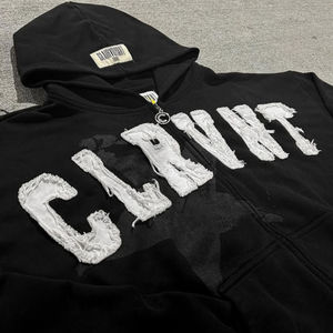 Unisex <b>Cropped</b> <b>Zip</b> <b>Up</b> Hoodie Sweatpants Set Oversized Two Piece Tracksuit Casual Streetwear Matching Outfit - Product Image 2