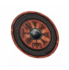 Escudo de Guerrero Medieval Hecho a Mano, Escudo Redondo Vikingo Nórdico de Madera para Eventos de Reenactación Histórica, Disfraces y Exposiciones - Product Image 3