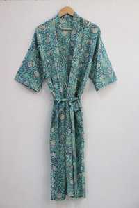 Robe à imprimé floral pour femmes, longueur genou, manches trois quarts, en polyester tissé doux, décontractée, avec fermeture à cordon - Product Image 5