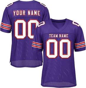 Maillot de football américain personnalisé pour homme, violet, col en V, manches courtes, impression sublimée, nom de l'équipe, numéro 00, maille respirante - Product Image 1