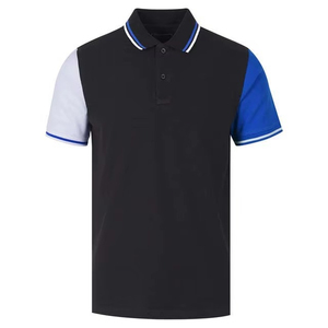 Polo de Hombre con Bloques de Color, Manga Corta, Ribete en Contraste, Corte Regular, Diseño Sólido de Punto Informal - Product Image 1