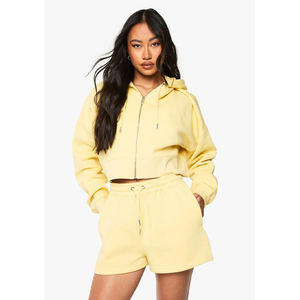 Survêtements de sport personnalisés pour femmes avec logo, brodés, pantalon de sport, haut à capuche zippé à manches longues, ensemble deux pièces - Product Image 1