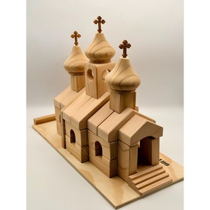 Modèle de jouet d'église en bois de haute qualité avec croix sculptées pour enfants, type sur pied - Product Image 4