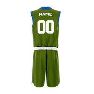 Nouvelle arrivée, ensemble de maillots de basket-ball personnalisés sublimés, vert bleu, col en V, sans manches, séchage rapide, coupe athlétique, pour hommes adultes, toutes saisons - Product Image 4