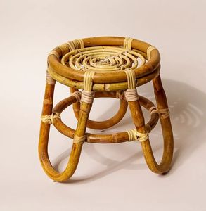 Taburete Tradicional Hecho a Mano de Ratán con Fina Trenzado de Mimbre para Colección de Muebles Rústicos para el Hogar, Hotel o Cafetería - Product Image 6