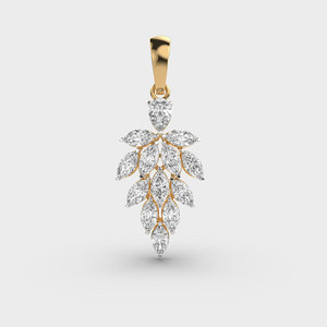 Collar de Lujo para Mujer con Colgante de Hoja de Diamante Corte Marquesa en Oro Amarillo y Cadena de Eslabones, Joyería para Boda - Product Image 2